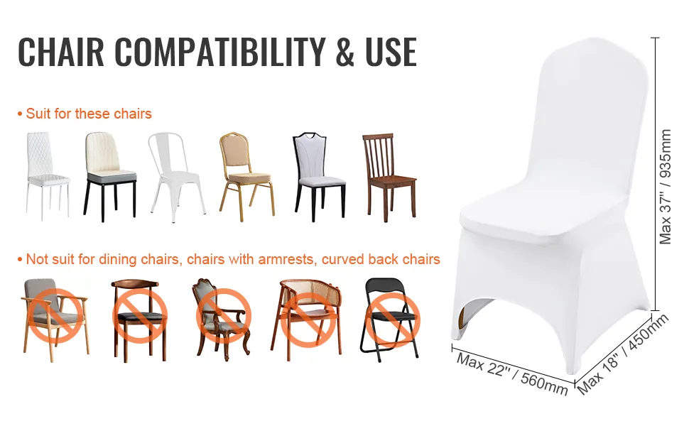 VEVOR Stretch Spandex Folding Chair Covers 100 PCS White-Arc feature 1