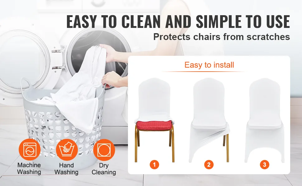 VEVOR Stretch Spandex Folding Chair Covers 100 PCS White-Arc feature 2