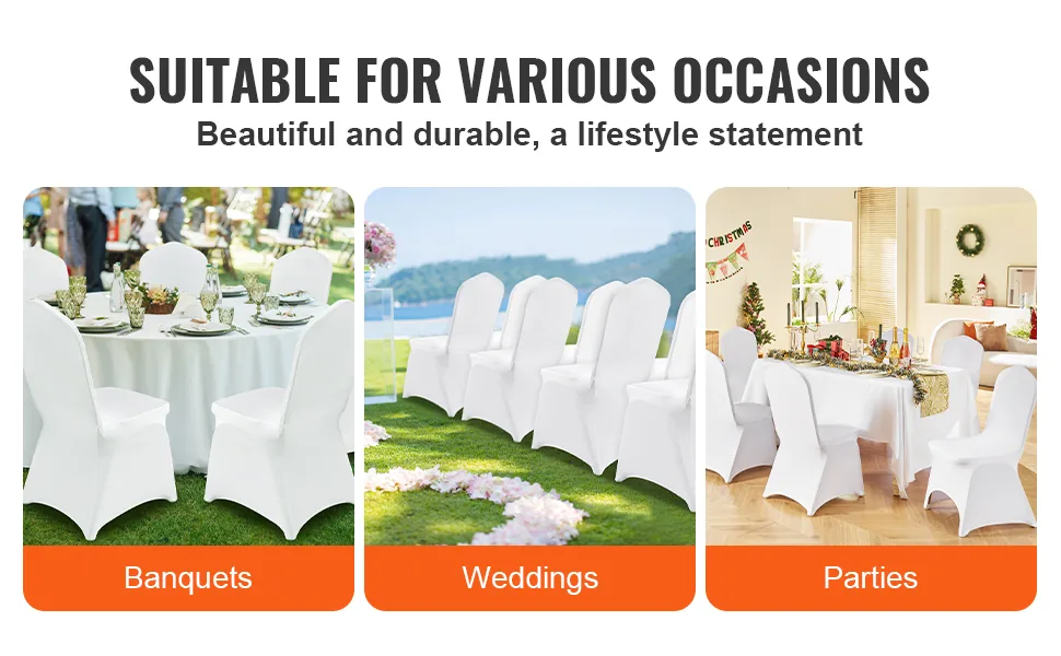 VEVOR Stretch Spandex Folding Chair Covers 100 PCS White-Arc feature 3