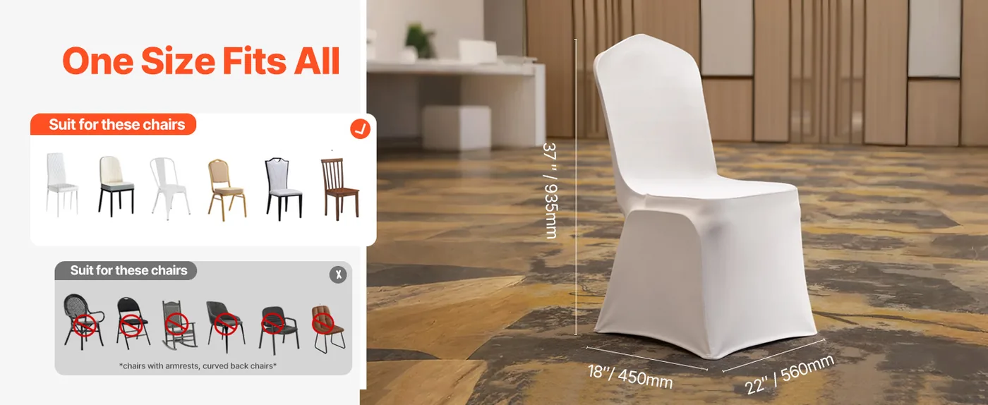 VEVOR Stretch Spandex Folding Chair Covers 100 PCS White-for Fits All