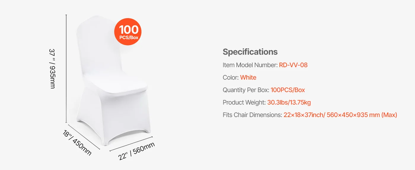 VEVOR Stretch Spandex Folding Chair Covers 100 PCS White-for feature 1