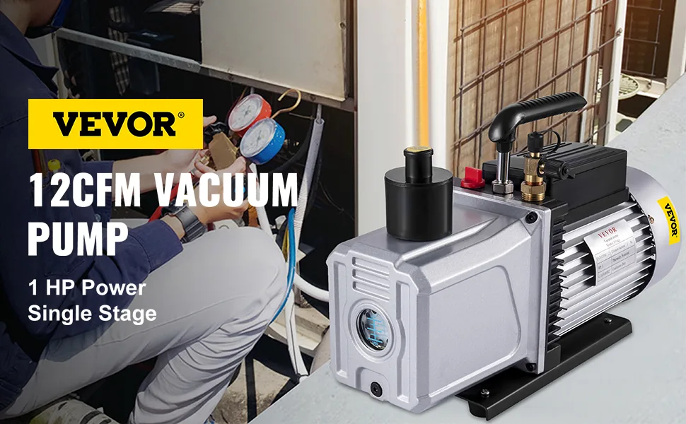 VEVOR Vacuum Pump 12CFM 1 HP Single Stage Air Conditioning V overview