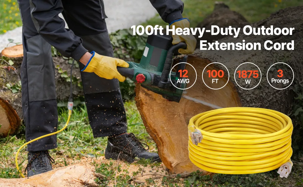 VEVOR 100FT Heavy Duty Extension Cord 12 AWG overview