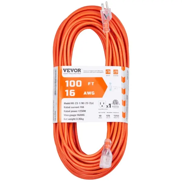 VEVOR 100FT Indoor Outdoor Extension Cord 16 AWG product image 1