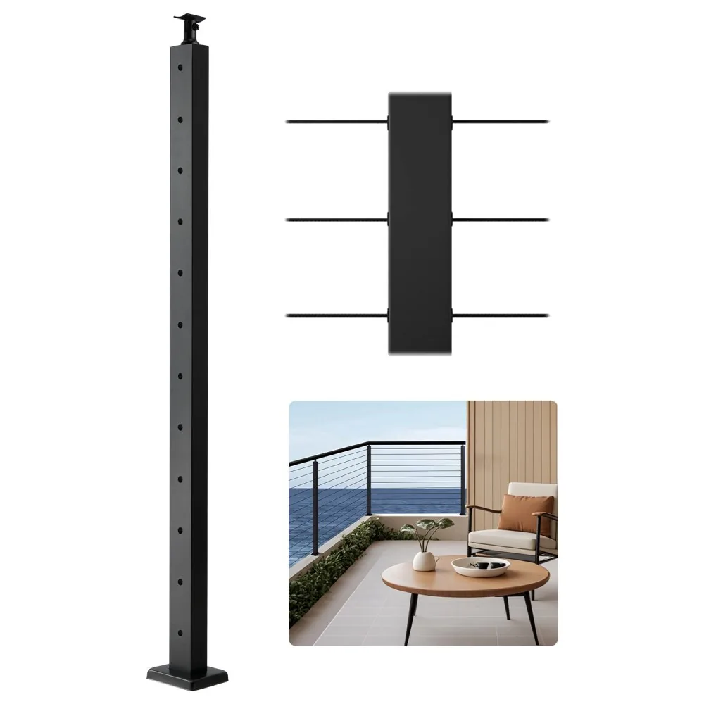 VEVOR 42x2x2 cable railing post front view