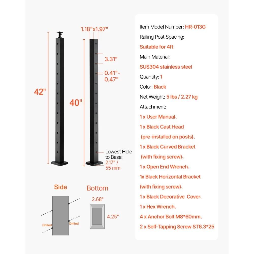 cable railing post package contents and hardware