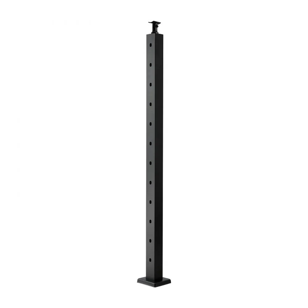 cable railing post with cable threaded through holes