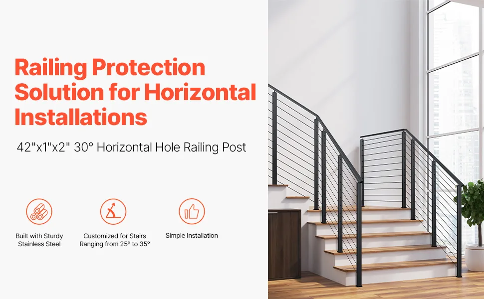 VEVOR 42x1x2 cable railing post overview