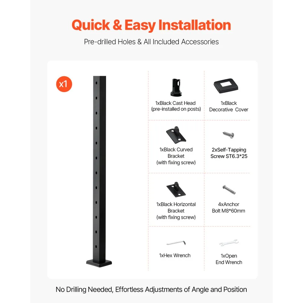 42x2x2 cable railing post dimensions