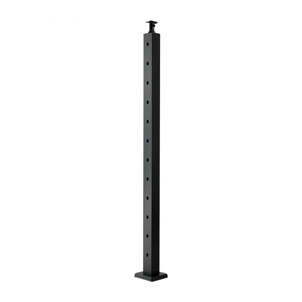 cable railing post with cable threaded through holes