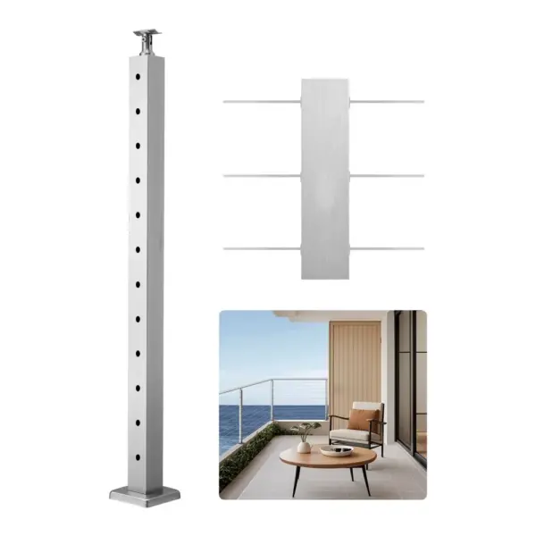 VEVOR 42x2x2 cable railing post front view