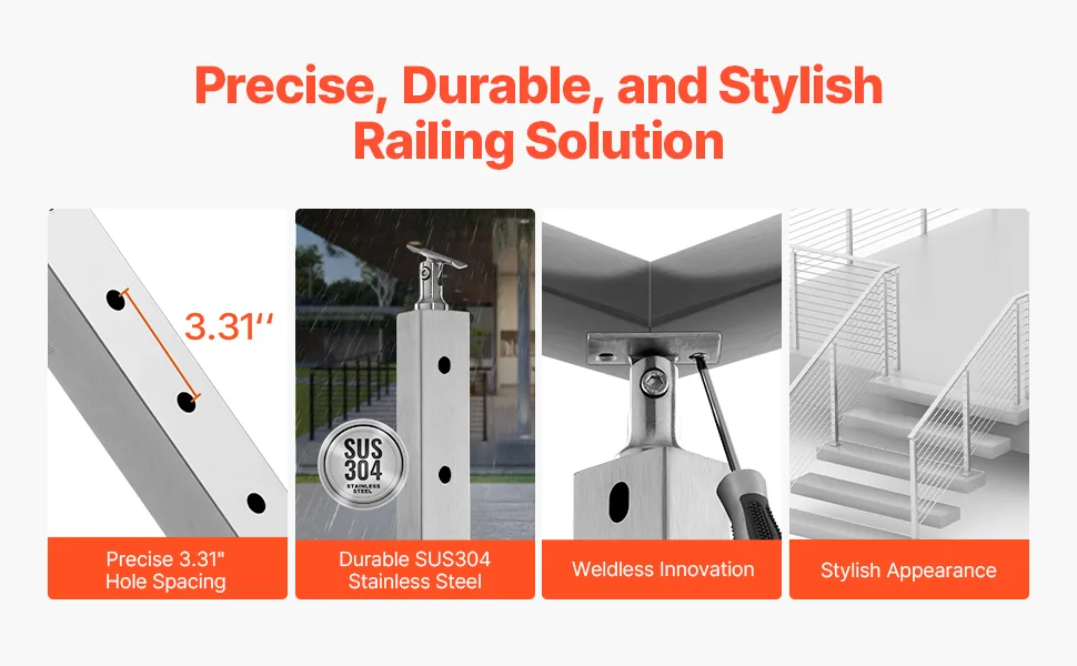 cable railing post on modern deck