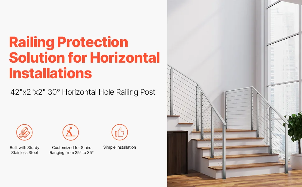 VEVOR 42x2x2 cable railing post overview