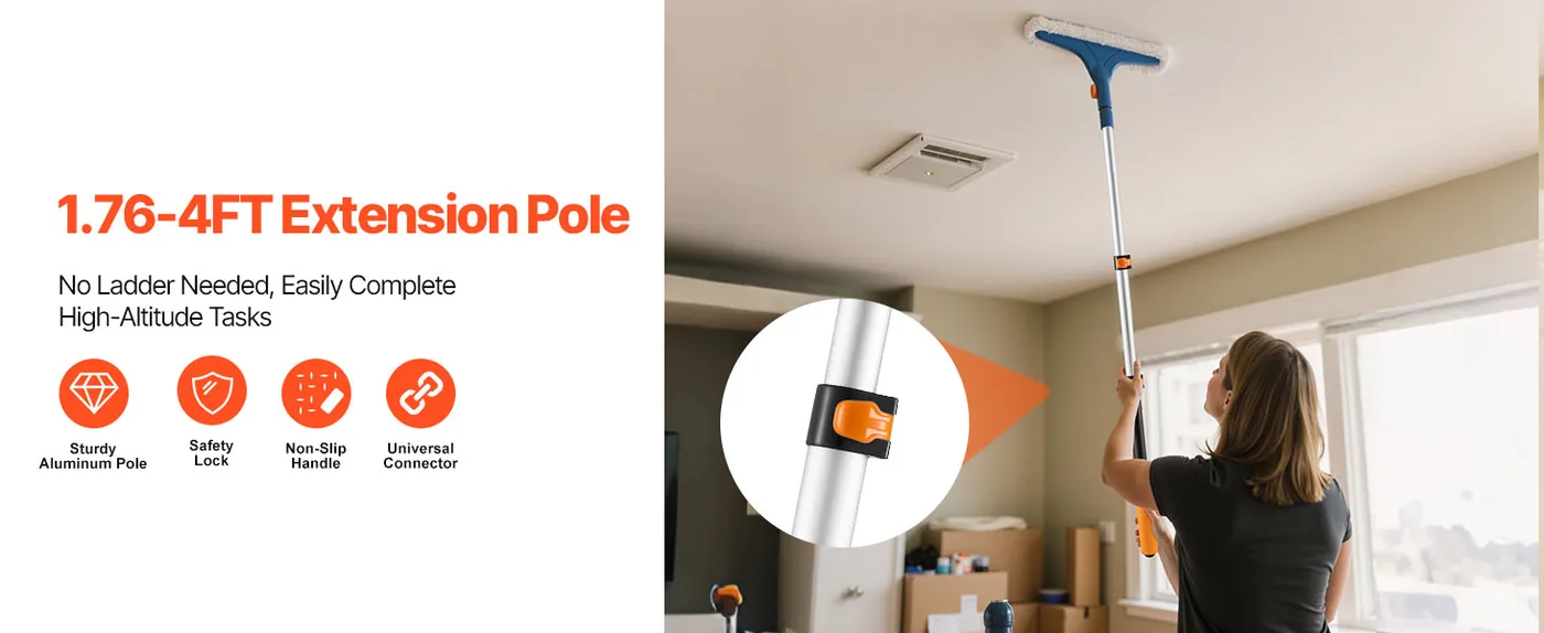 VEVOR Telescopic Extension Pole 2-4ft overview