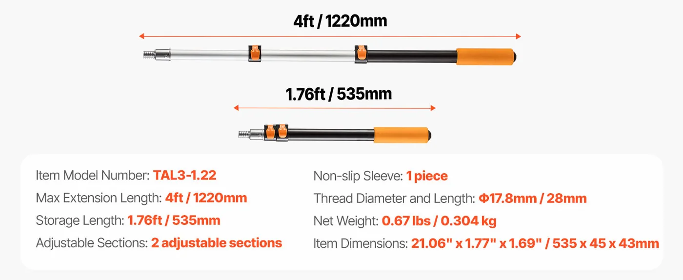 VEVOR Telescopic Extension Pole 2-4ft feature 5