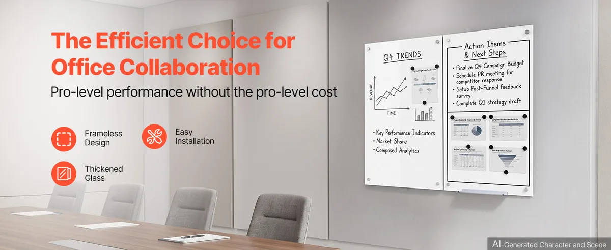VEVOR 2 pack glass dry erase boards overview