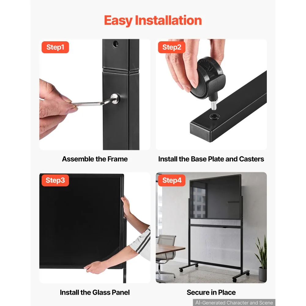 VEVOR mobile whiteboard stand with casters