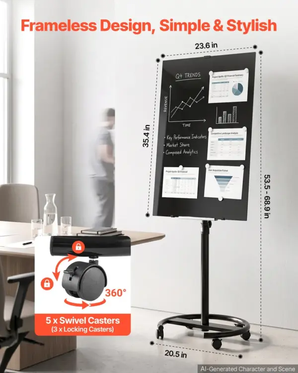 VEVOR magnetic glass whiteboard in office meeting room