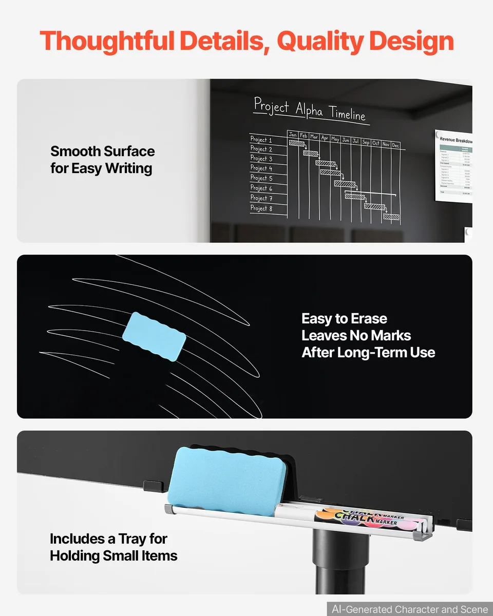 VEVOR glass whiteboard magnetic notes close-up