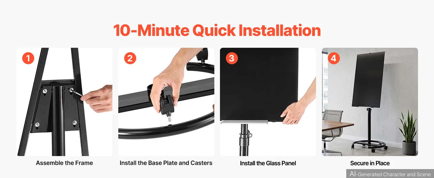 VEVOR glass whiteboard smooth erasing and marker tray