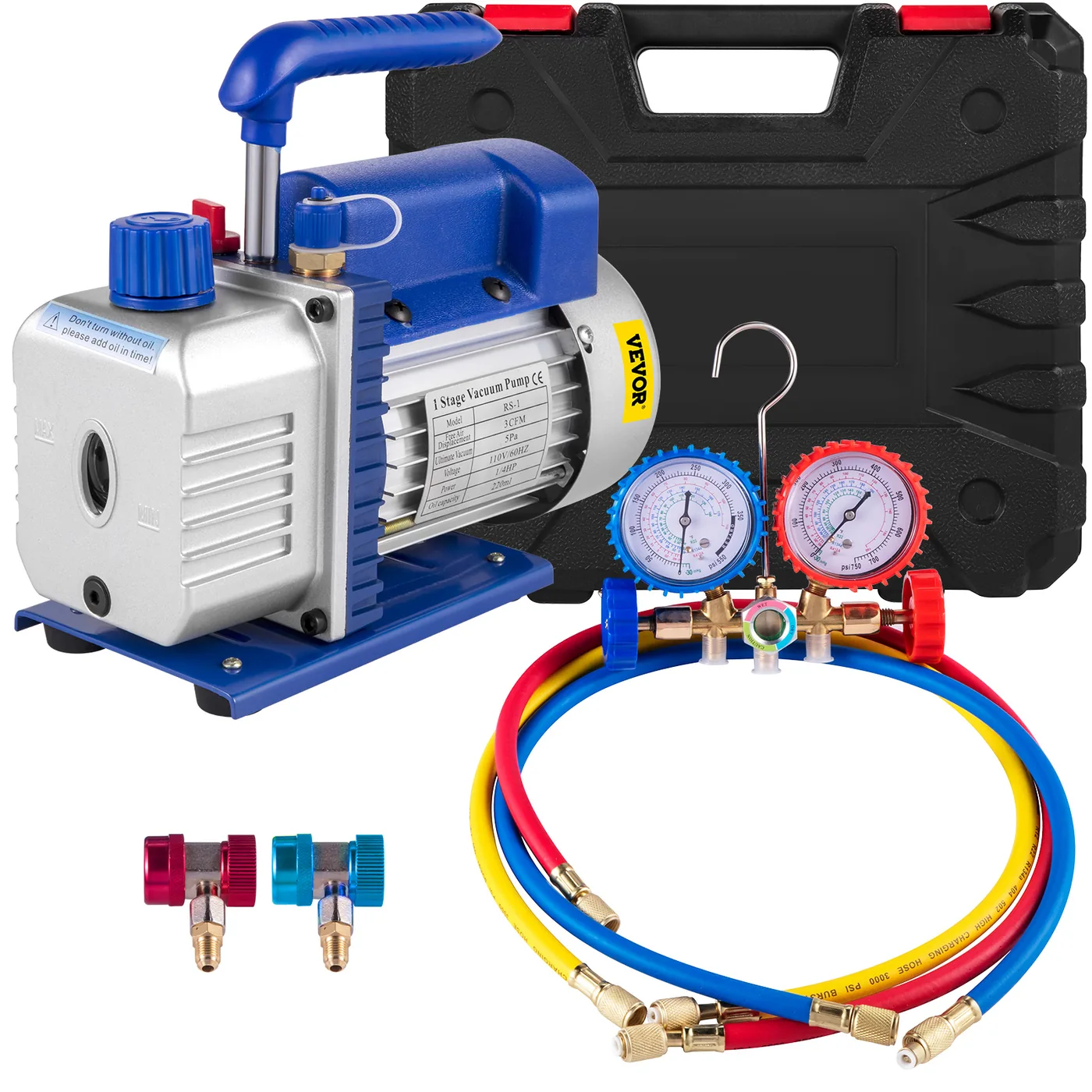 VEVOR 3CFM 1/4HP Single Stage Air Vacuum Pump HVAC R134a R12 feature 1