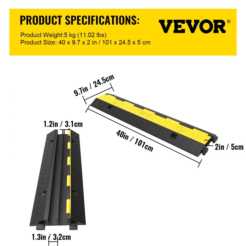 VEVOR cord protector ramp 3 pack contents