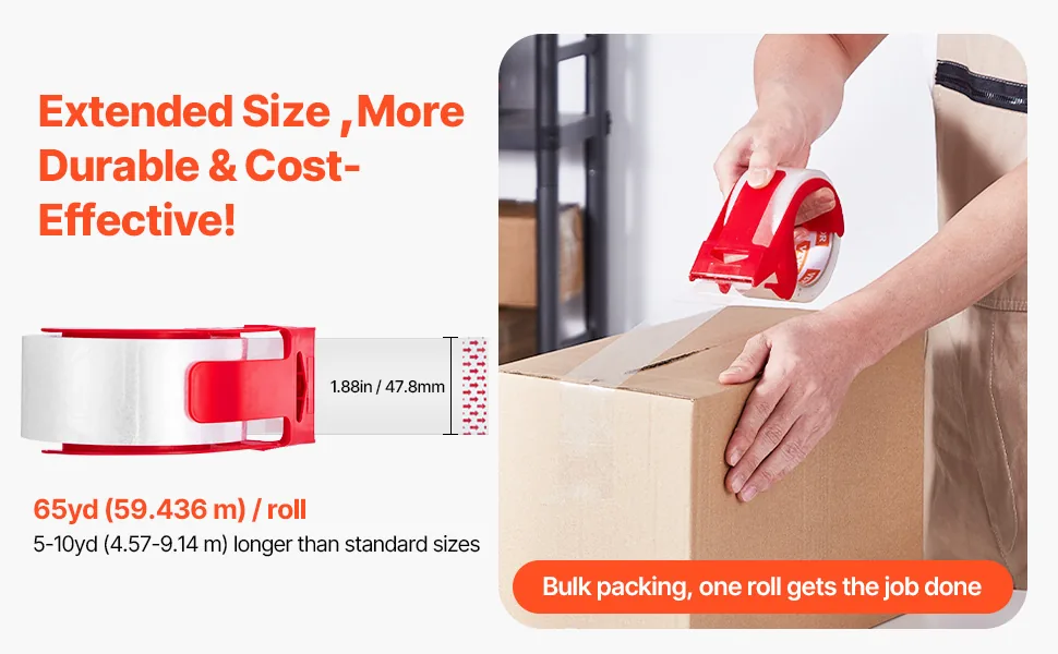 VEVOR Clear Packing Tape 2 Dispensers 1.88 inch 12 Pack feature 1