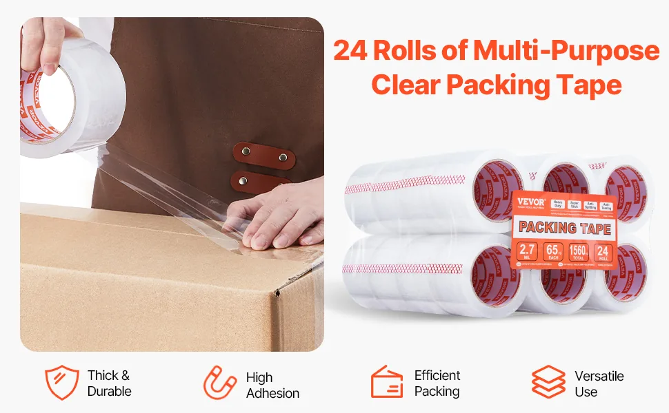 VEVOR Clear Packing Tape No Dispensers 3 inch 24 Pack overview