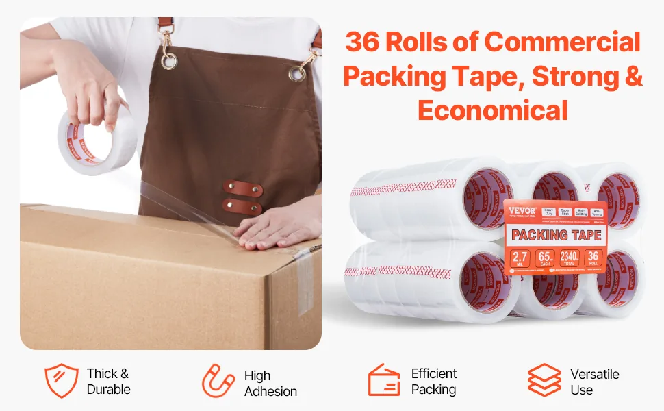 VEVOR Clear Packing Tape No Dispensers 1.88 inch 36 Pack overview