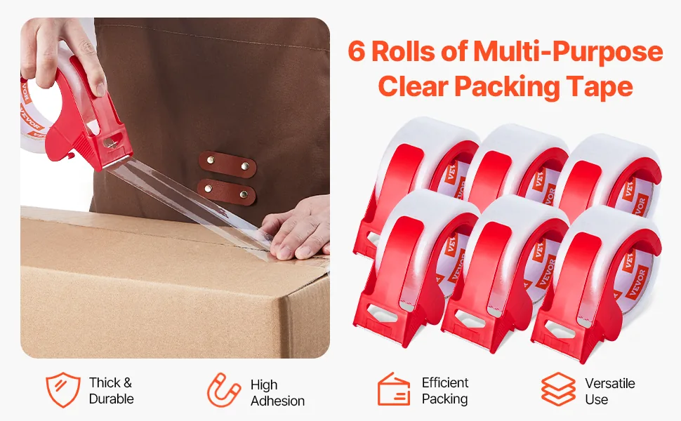 VEVOR Clear Packing Tape 6 Dispensers 1.88 inch 6 Pack overview