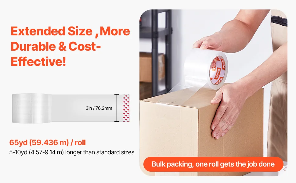 VEVOR Clear Packing Tape No Dispensers 3 inch 6 Pack feature 1