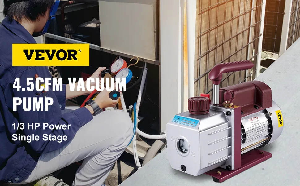 VEVOR Vacuum Pump 4.5CFM Vacuum Pump HVAC Single-Stage Rotar overview