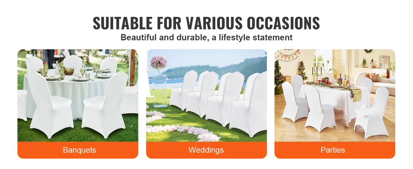 VEVOR Stretch Spandex Folding Chair Covers 50 PCS White-Arch feature 3