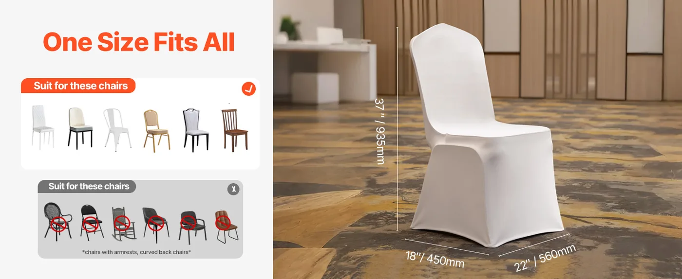 VEVOR Stretch Spandex Folding Chair Covers 50 PCS White-for Fits All