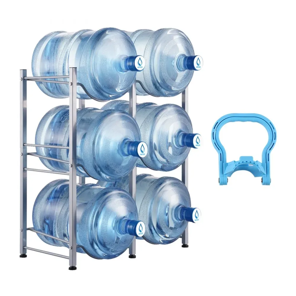 VEVOR 3 Tiers Water Jug Holder 6 Buckets Silver product image 1