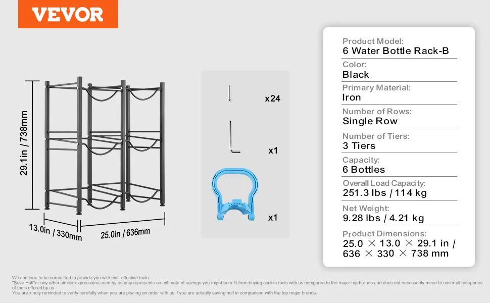 VEVOR 3 Tiers Water Jug Holder 6 Buckets Black feature 5