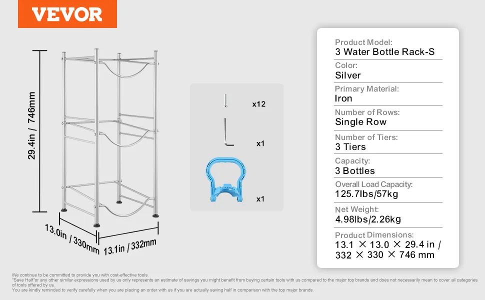 VEVOR 3 Tiers Water Jug Holder 3 Buckets Black feature 5