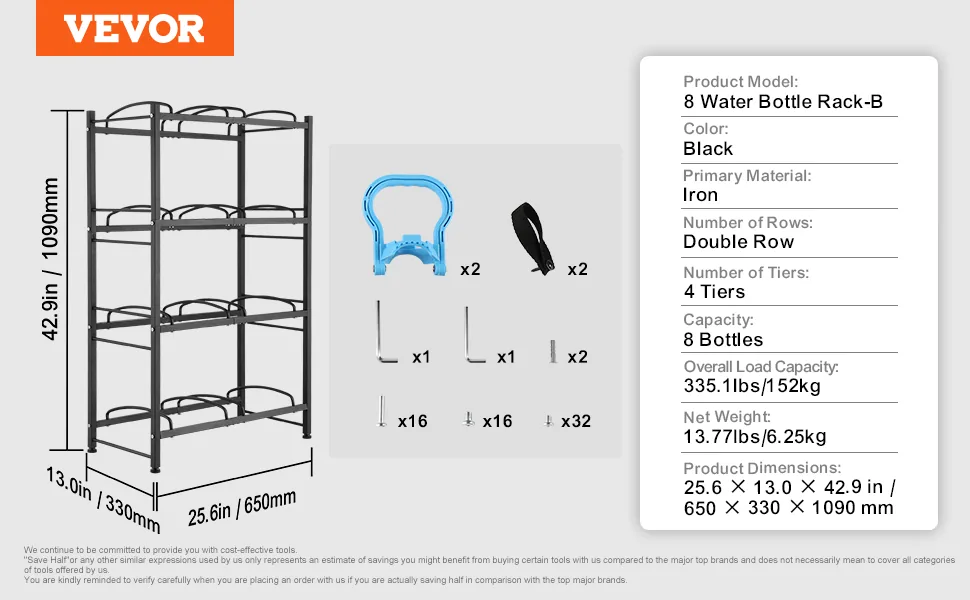 VEVOR 4 Tiers Water Jug Holder 8 Buckets Black feature 5