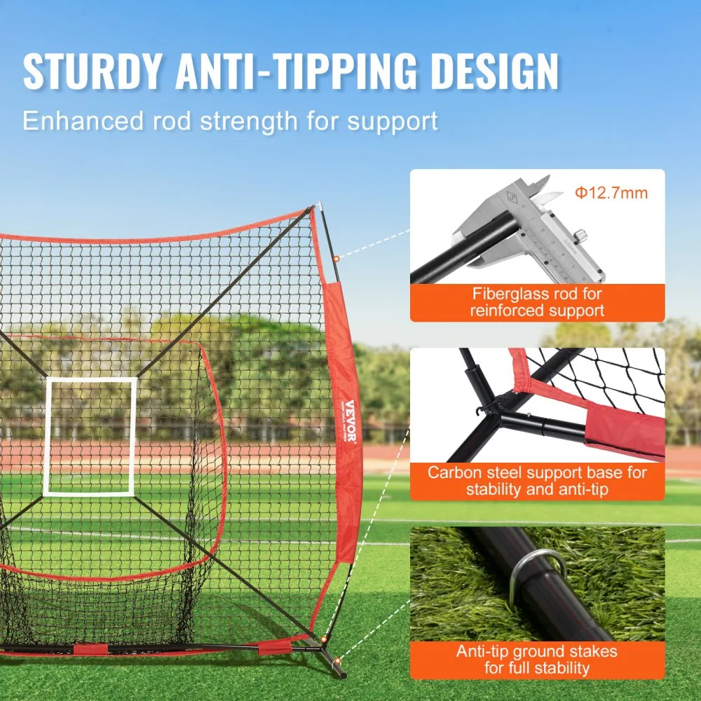 VEVOR 7x7 ft Baseball Softball Practice Net Single Hole and product image 3