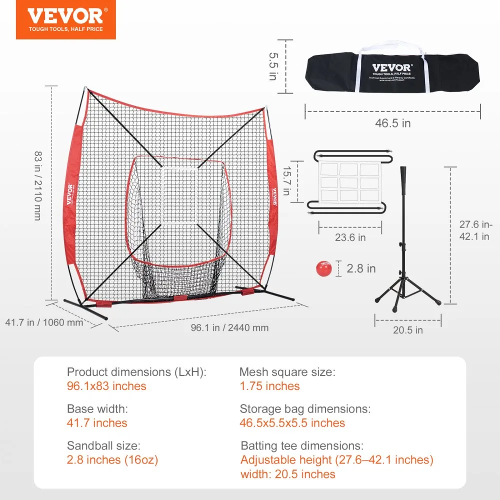 VEVOR 7x7 ft Baseball Softball Practice Net Single Hole and product image 7