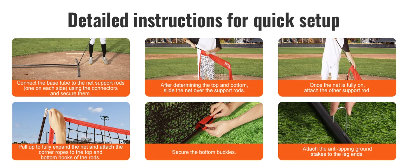 VEVOR 7x7 ft Baseball Softball Practice Net Single Hole and feature 4