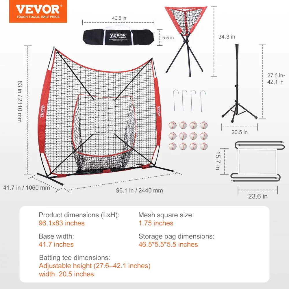 VEVOR 7x7 ft Baseball Softball Practice Net Single Hole and product image 7