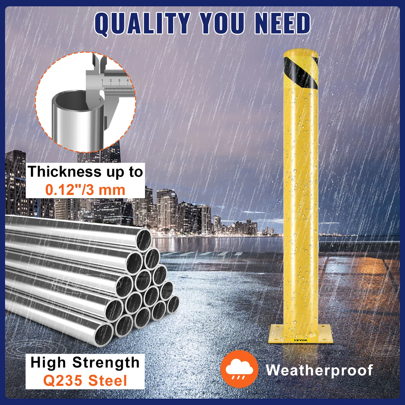 VEVOR Safety Bollard 42x4.5 inch feature 3