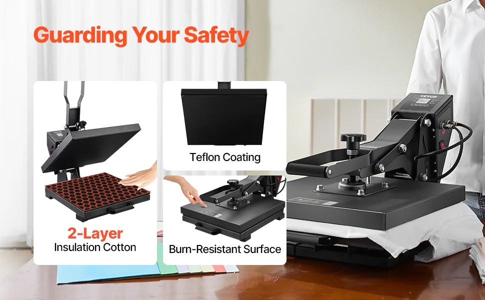 VEVOR Heat Press 15x15 in Black feature 2
