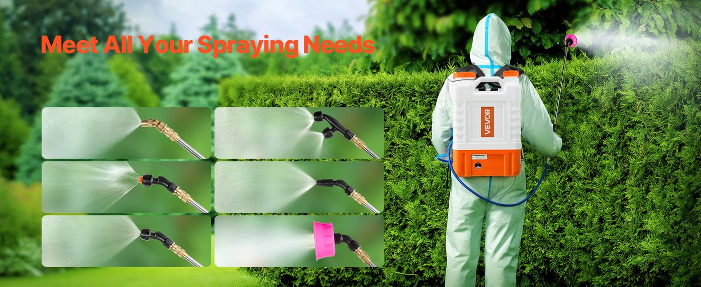 VEVOR 4 Gal Battery Backpack Sprayer with Cart 6 Nozzles