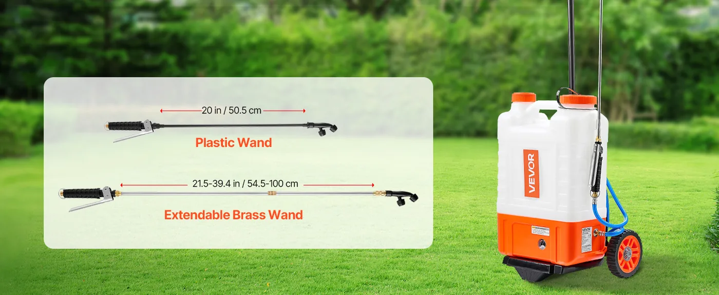 VEVOR 4 Gal Battery Backpack Sprayer with Cart 2 Wands