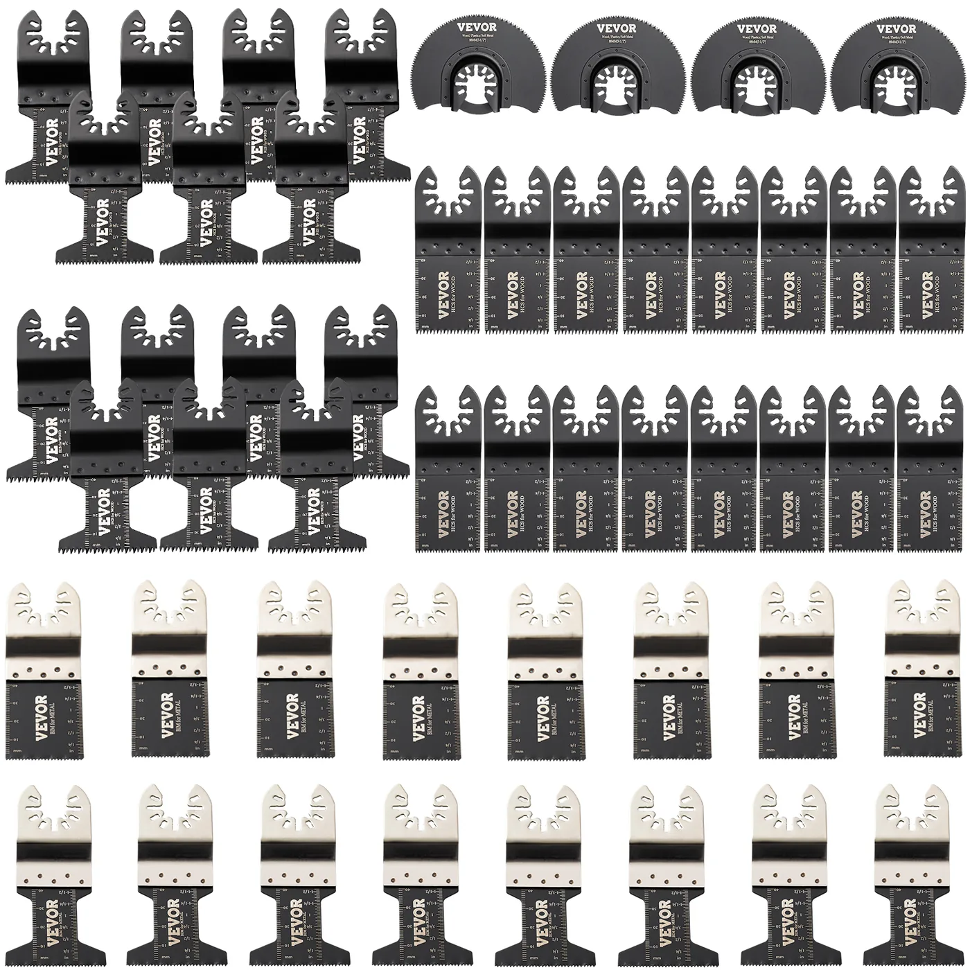 VEVOR 50 PCS HCS Oscillating Blades for Multitools complete set detail 1