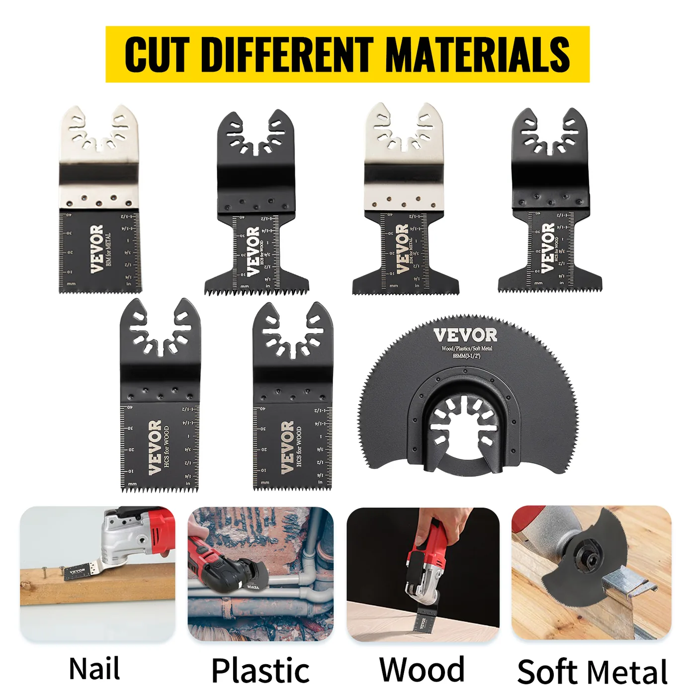 VEVOR 50 PCS HCS Oscillating Blades for Multitools complete set detail 4