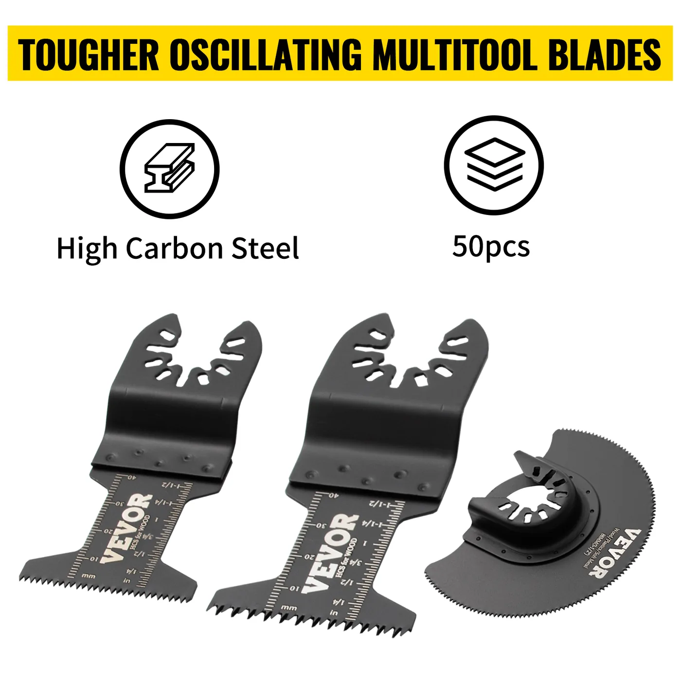 VEVOR 50 PCS HCS Oscillating Blades for Multitools universal fit detail 1