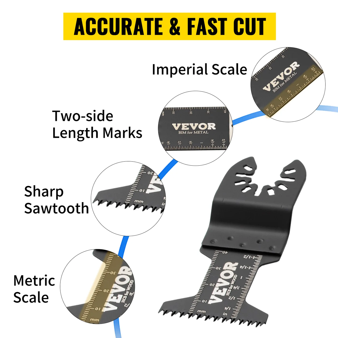 VEVOR 50 PCS HCS Oscillating Blades for Multitools universal fit detail 2